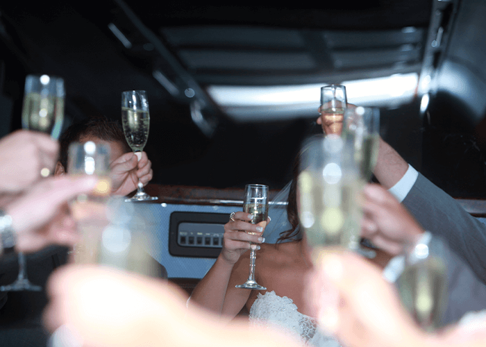 Wedding Van Bus Party Drinking Champagne